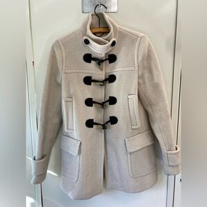 Banana Republic Cream Wool Pea Coat with Tortoise Shell Colored Toggles